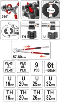 РУЧНОЙ ГИДРАВЛИЧЕСКИЙ ПРЕСС ДЛЯ ЗАПРАВКИ СОЕДИНИТЕЛЕЙ PEX-AL-PEX YT-21735
