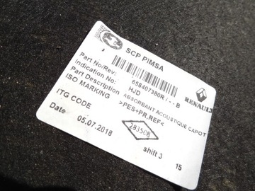 DACIA DUSTER II 2018 TLUMENÍ PODPOŘÍ KAPOTY ORIGINÁLNÍ