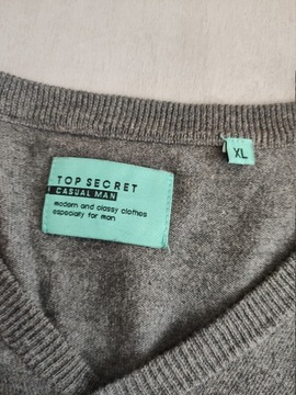 TOP SECRET SWETER MĘSKI Szary Casual rozm. XL