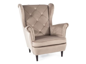 Fotel uszak tapicerowany LADY VELVET ciemny beż