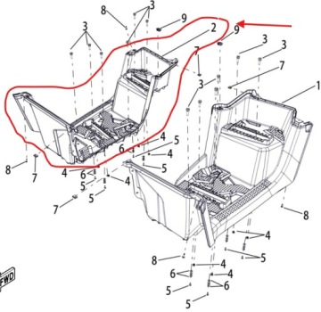 PRAWY PODNÓŻEK PODEST STOPIEŃ PLASTIKOWY Quad ATV Linhai Landforce 650L OEM