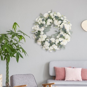 Цветочный Венок Висит Украшения Входной Двери Белый