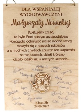 Podziękowanie prezent dla nauczyciela wychowawcy zakończenie roku szkolnego