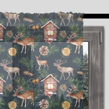 Firana WINTER wzór BN24 | renifer z pomarańczą