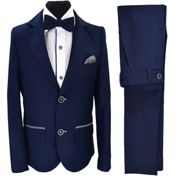 GARNITUR CHŁOPIĘCY granatowy Lorento elegancki na podszewce 110 slim