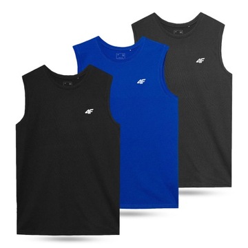 KOSZULKA MĘSKA 4F BEZRĘKAWNIK BAWEŁNIANY BEZ RĘKAWÓW ZESTAW 3PAK LIMITOWANA