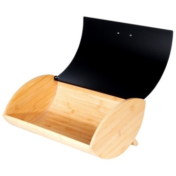 ХЛЕБ Контейнер для хлеба, булочек, металл, черный, бамбук, кухня