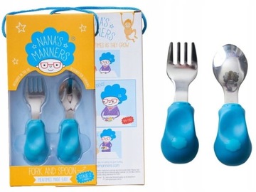 Nana's Manners Sztućce Widelec łyżka Blue ETAP 2