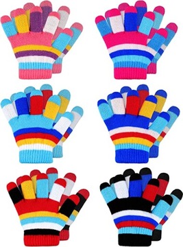 RĘKAWICZKI DZIECIĘCE KOLOROWE 6 PAR OD 2 DO 7 LAT
