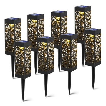 8 szt Lampki Solarne Ogrodowe LED Wbijane Słupki