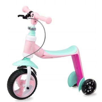 Трехколесный самокат, беговел, самокат со светодиодной подсветкой 2в1 MoMi для детей