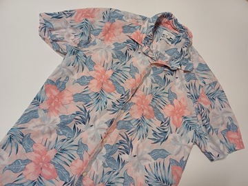 Koszula Hawajska next r.XL Regular Len Kwiaty Różowa