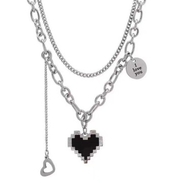 Кулон «Я люблю тебя» в стиле панк-гот с двойным сердцем