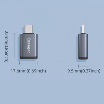 АДАПТЕР ESSAGER OTG USB-A на USB-C ТИПА-C 3A АДАПТЕР ПЕРЕДАЧА ДАННЫХ