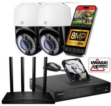 Sada Monitorování Ip WiFi 2x Kamera Venkovní otočná WiFi 8MPx 8MP 4K
