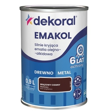 DEKORAL EMALIA SILNIE KRYJĄCA brąz ciemny mat 0,9L