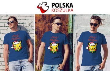 МУЖСКАЯ РОЖДЕСТВЕНСКАЯ ФУТБОЛКА S Merry Christmas PIKACHU QUALITY