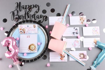 ЖИВОТНЫЕ СТОЛ ОКНА 12 штук День Рождения Один Год МИКС