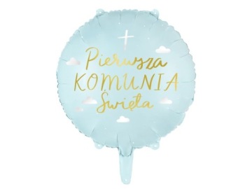 Повітряна кулька фольгована Party deco Перше святе причастя 45 см синій