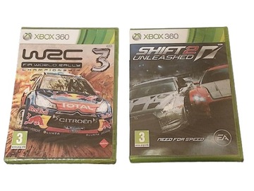 X360 ZESTAW WRC RALLY NEED FOR SPEED SHIFT 2 UNELASHED PL WYŚCIGI XBOX NOWE