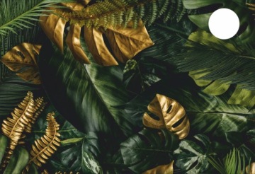 MATA OCHRONNA na biurko micke 73x50 MONSTERA ZŁOTO