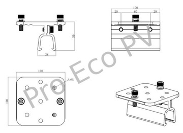Зажим для крепления на крыше Рельс из нержавеющей стали