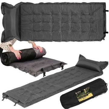 МАТРАС САМОНАДУВАЮЩИЙСЯ 180х66 см С ТОЛСТОЙ ПОДУШКОЙ С НАМАТРАСНИКОМ