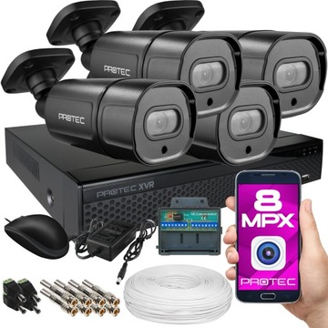 PREMIUM ZESTAW MONITORINGU 4 KAMERY 4K 8MPX CZARNE UHD ZEWNĘTRZNE
