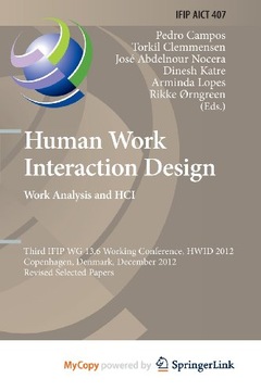 Campos, Pedro Human Work Interaction Design. Work Analysis and HCI: Third I