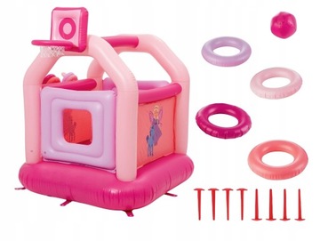 DMUCHANY ZAMEK TRAMPOLINA PLAYTIVE Z KOSZEM RÓŻOWY