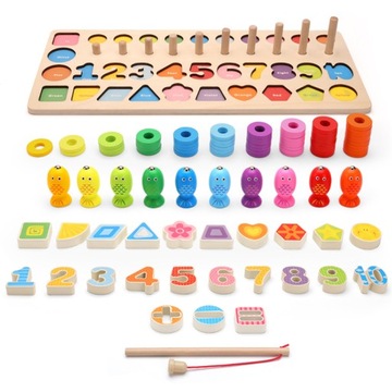 MONTESSORI EDUKACYJNA TABLICA SORTER RYBKI CYFRY