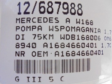 MERCEDES A W168 ČERPADLO SERVA A1684660401 1,7CDI