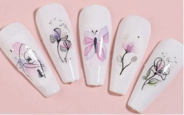 НАКЛЕЙКИ ДЛЯ НОГТЕЙ САМОКЛЕЯЩИЕСЯ украшения для ногтей бабочки розовые цветы