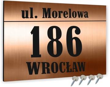 Tabliczka ADRESOWA ALUMINIOWA MIEDŹ NUMER DOMU 3D