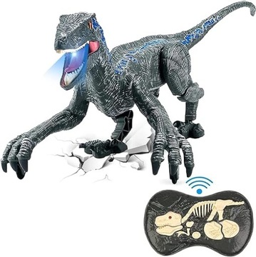 SNADER dinozaur zdalnie sterowana, świecąca zabawka dinozaur 2,4 G