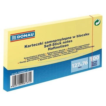 BLOCZEK SAMOPRZYLEPNY 127X76MM, 1X100 KART. NOTES