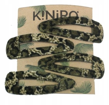 SPINKI DO WŁOSÓW KHAKI PANTERKA 4 SZT - 7 CM