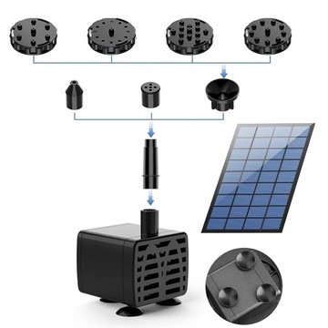 НАСОС ФОНТАННЫЙ НАСОС АЭРАЦИИ ДЛЯ СОЛНЕЧНОГО ПРУДА 2,5 ВТ С 8 НАСАДКАМИ