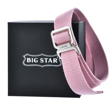 PASEK parciany DAMSKI BIG STAR do spodni różowy + ETUI 85/100cm