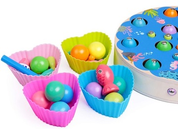 DREWNIANE RYBKI ŁOWIENIE ROBACZEK SORTER MONTESSOR