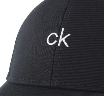 CALVIN KLEIN Czapka z Daszkiem Bejsbolówka ORGANIC COTON z logo CK CZARNA