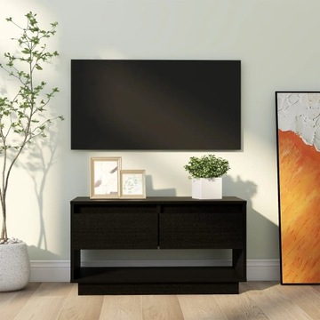 SZAFKA POD TV CZARNA 74X34X40CM DREWNO SOSNOWE