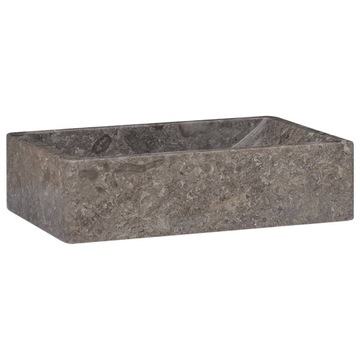 Umywalka, 45x30x12 cm, marmurowa, szara na wysoki połysk