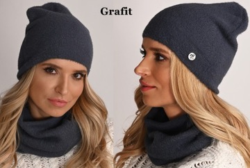 Zimowy Przyjemny Komplet CZAPKA KOMIN KOLORY AL1