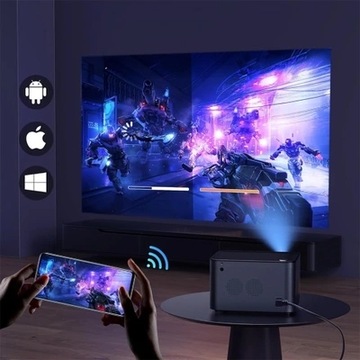 ЖК-проектор 1080P WIFI BT5.0 150 дюймов Android11 ​​Семейный телевизор серый