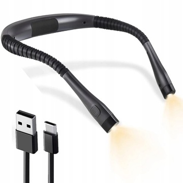 Светодиодный фонарь для чтения на шее, перезаряжаемый USB C