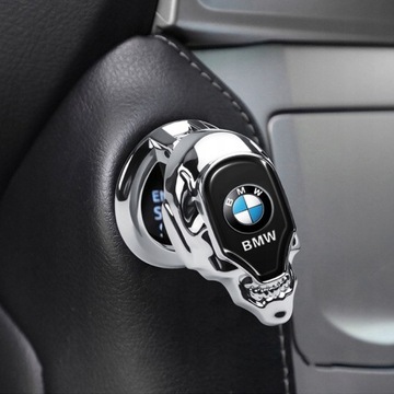 Наклейка старт-стоп в салоне автомобиля BMW с черепом