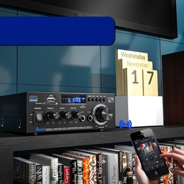 МИНИ-УСИЛИТЕЛЬ HIFI, СТЕРЕО АУДИО BLUETOOTH, 2 КАНАЛА, ПОРТАТИВНОЕ FM-РАДИО