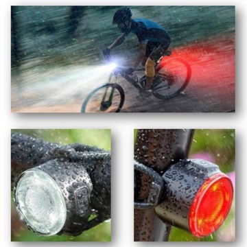 ВЕЛОСИПЕДНЫЕ ФАРЫ ДЛЯ ВЕЛОСИПЕДА СВЕТОДИОДНЫЕ ПЕРЕДНИЕ ЗАДНИЕ С ЗАРЯДКОЙ USB IP67 СИЛЬНЫЙ СВЕТ