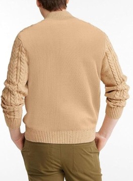 Męski sweter z dzianiny Meilicloth, khaki, 2XL